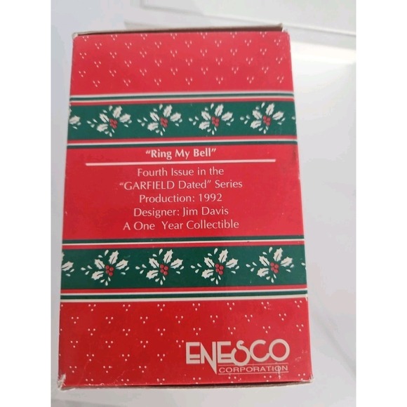 Garfield 1992 Enesco Christmas Ornament "Ring My Bell" Garfield Dated Series 4th - Picture 2 of 7